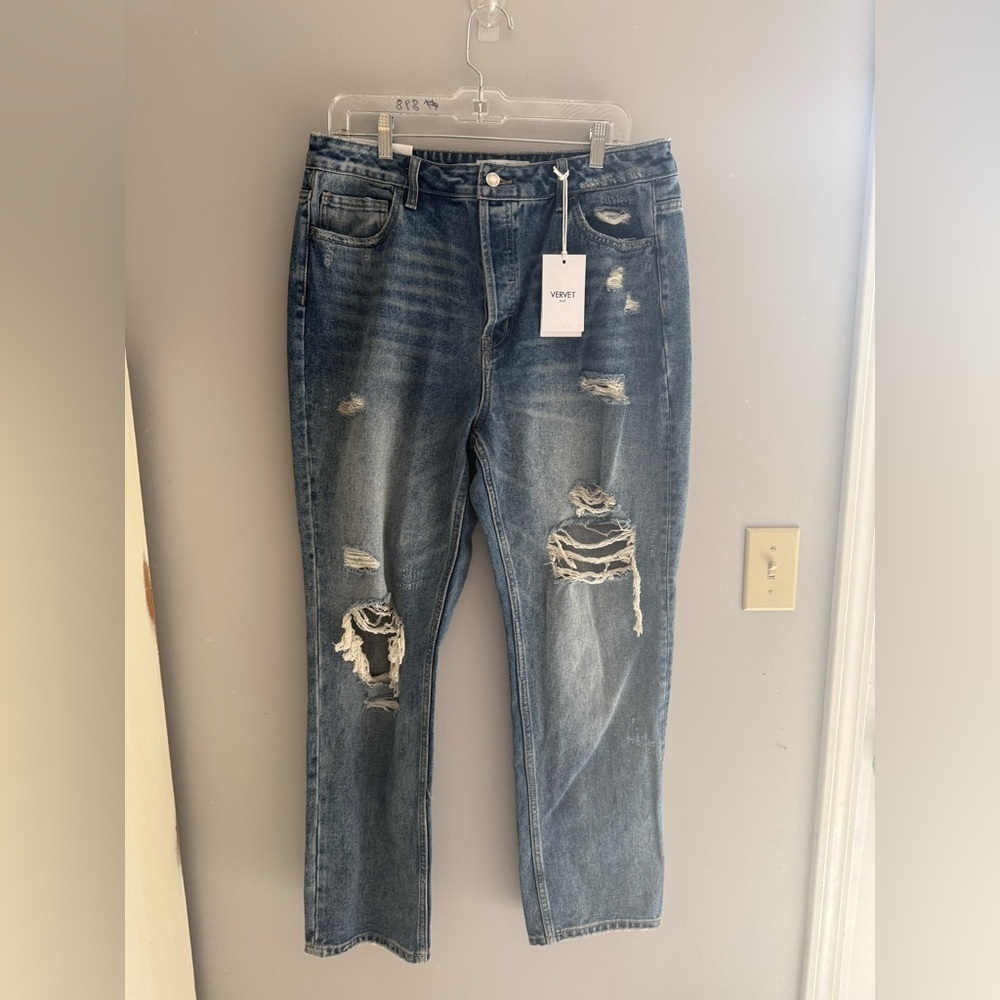 Vervet Women’s Beverly Super High Rise Distressed Straight Ankle Jeans SZ 31 New